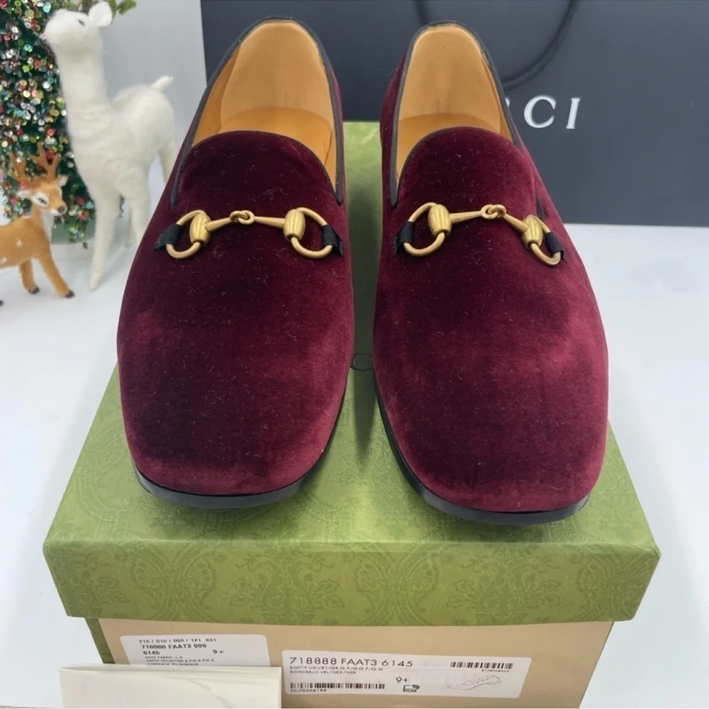 Men’s Gucci velvet horse bit dress loafers size 9.5 fits 10.5 US made in Italy